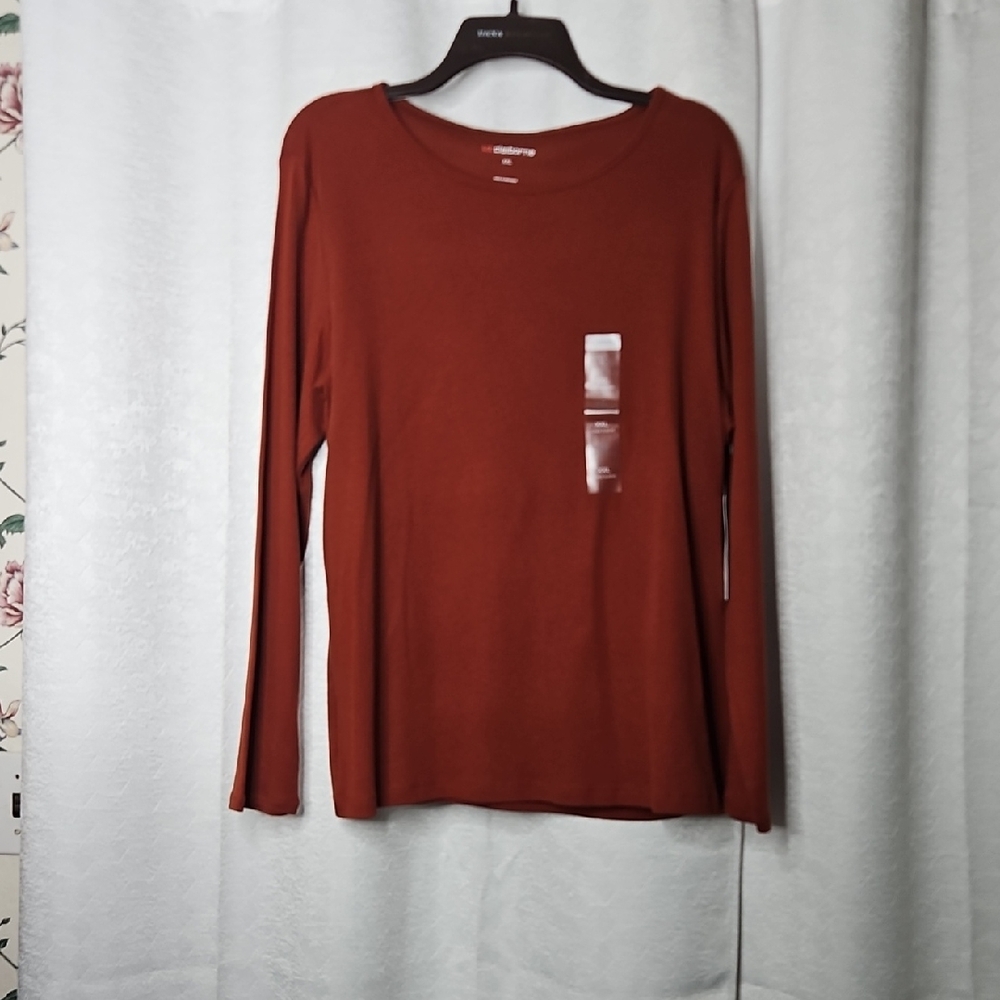Divided Terracotta Long Sleeve Top